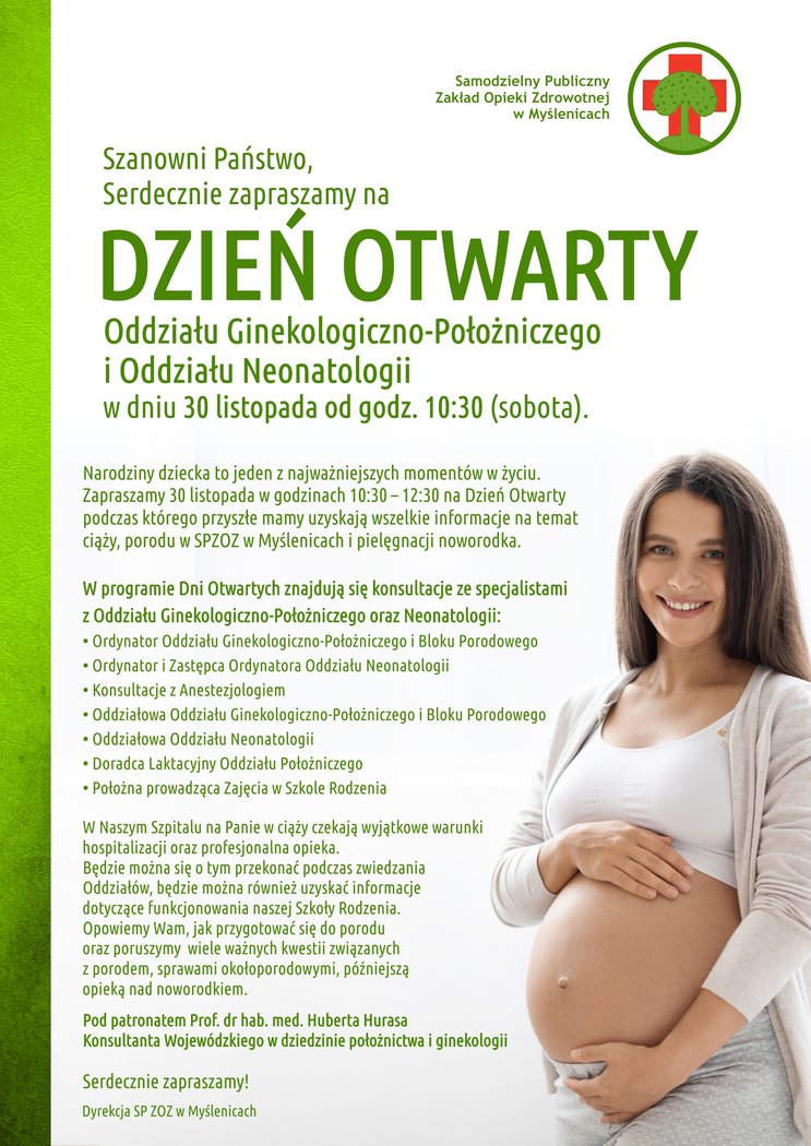 Dzień otwarty Oddziału Ginekologiczno-Położniczego i Oddziału Neonatologii w dniu 30 listopada 2024 r. od godziny 10:30 (sobota)